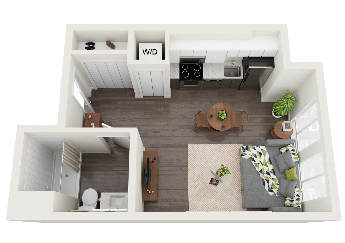 Floor plan for studio, 1 bath, 403 sqft